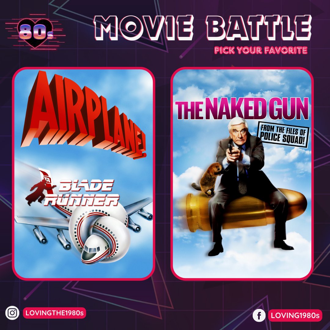 Pick your favourite and leave a comment below! 👇

🎥 #Lovingthe80s #80sNostalgia #80smovie #moviebattle #Airplane #theNakedGun