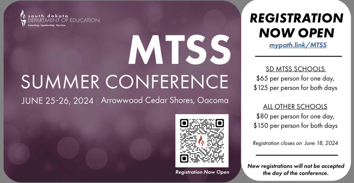 SDDOE_SpecialEd's tweet photo. Great summer learning opportunities for SD educators! MTSS summer conference, literacy, mentoring, civics and history. What interests you most or attend several. @sdcase605 
https://t.co/lpRwcEbR8x https://t.co/nEQJbAMEWD