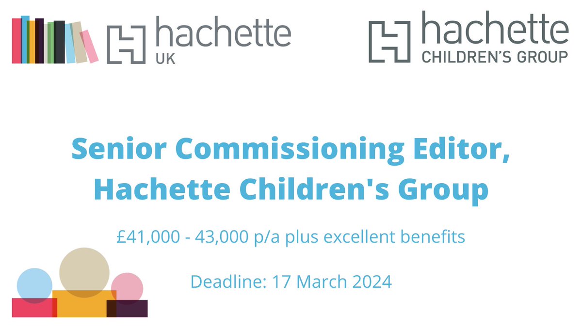 .@HachetteKids are looking for a dynamic, self-starting Senior Commissioning Editor to join the Picture Book & Preschool team. Applicants should have have strong agent relationships and must be confident managing tasks and tight deadlines. Apply: rb.gy/svc35a