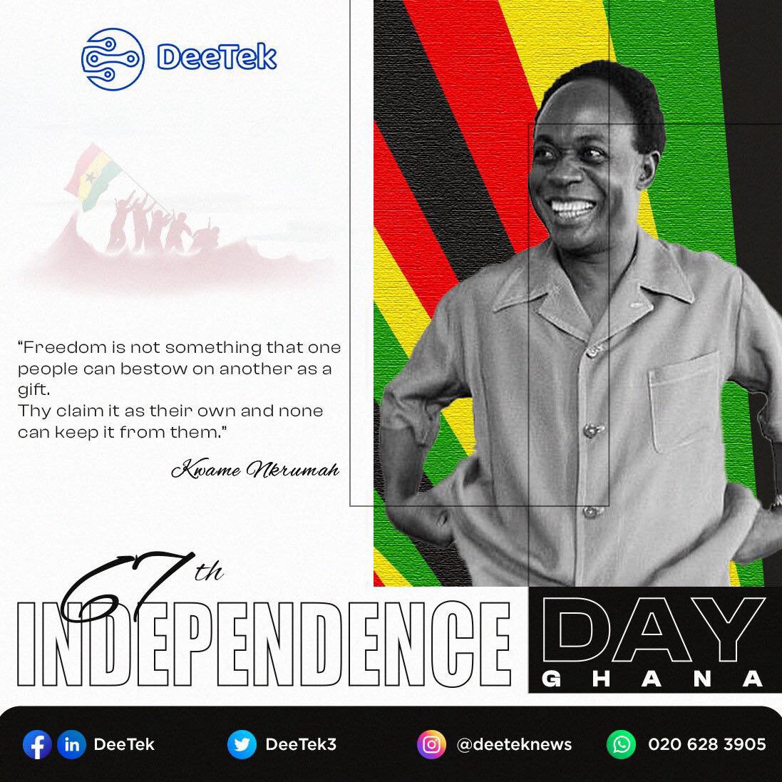 DeeTek3's tweet photo. Happy Independence Day 🇬🇭
#independenceday 
#ghanaat67 
#ghana
https://t.co/l4TlTQQtHj https://t.co/CqRF5kGPJ6
