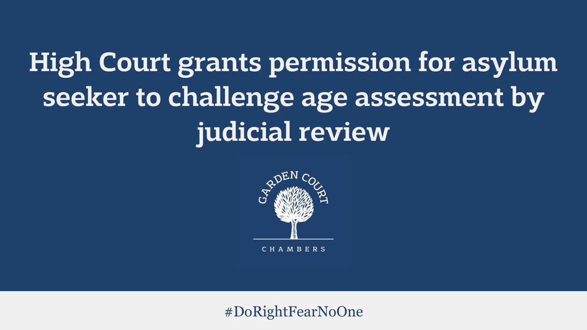 📣 High Court grants permission for asylum seeker to challenge age assessment by judicial review 📣 Helen Foot and Ubah Dirie of the Garden Court Community Care Law Team represented the Claimant, instructed by Luke & Bridger Law. Read on here 🔽 gardencourtchambers.co.uk/news/high-cour…