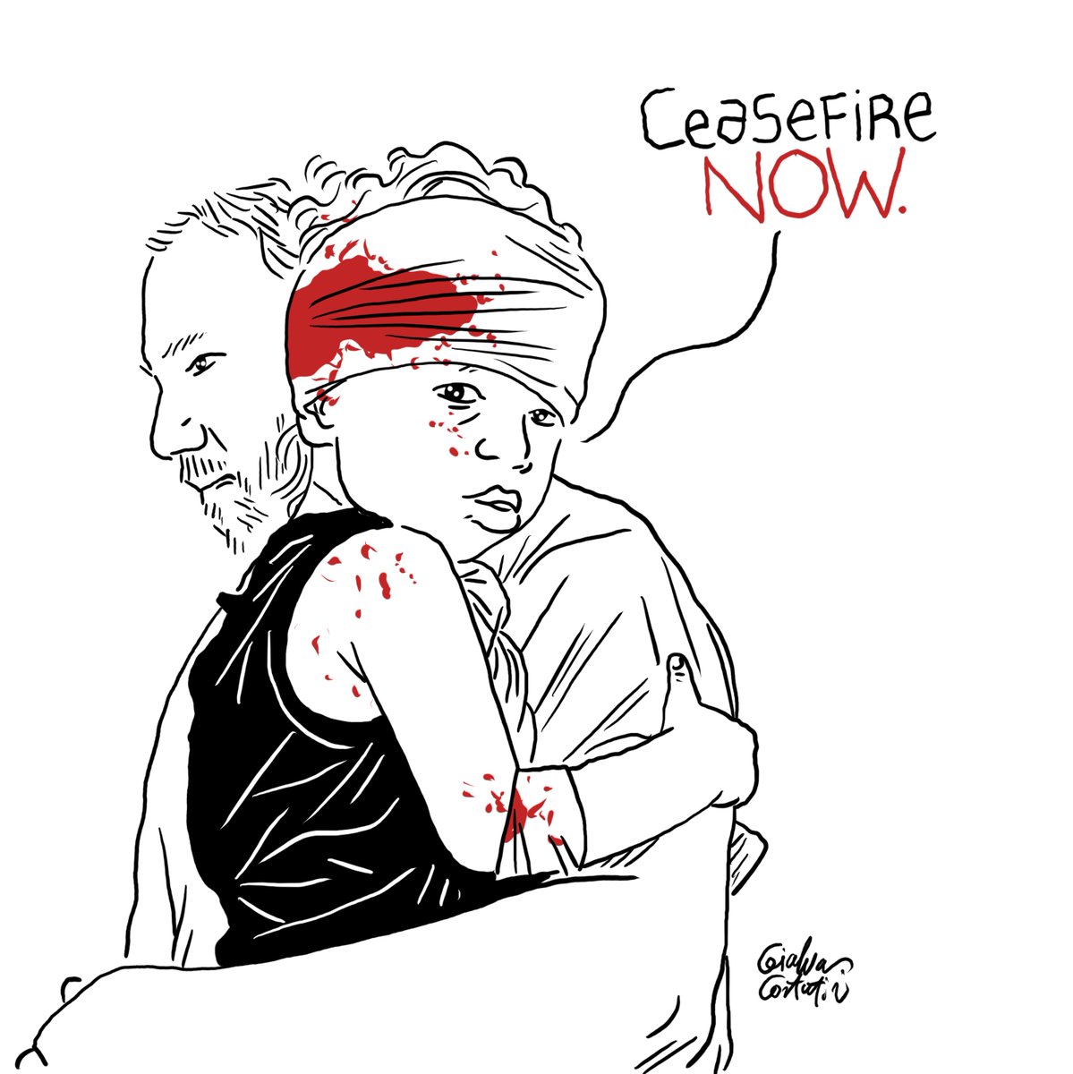 The entire series of "Ceasefire Now" drawings is available for free download to activists, concerned citizens, and human rights organizations. 

Here: drive.google.com/drive/folders/…

#Gaza #Israel