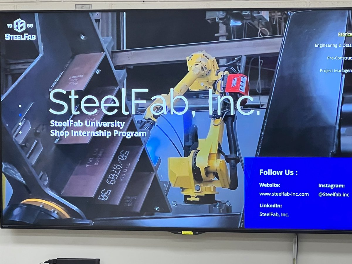 We were happy to have SteelFab on campus today! They shared facts about their company, internship and career opportunities for the future. #cteworksforme