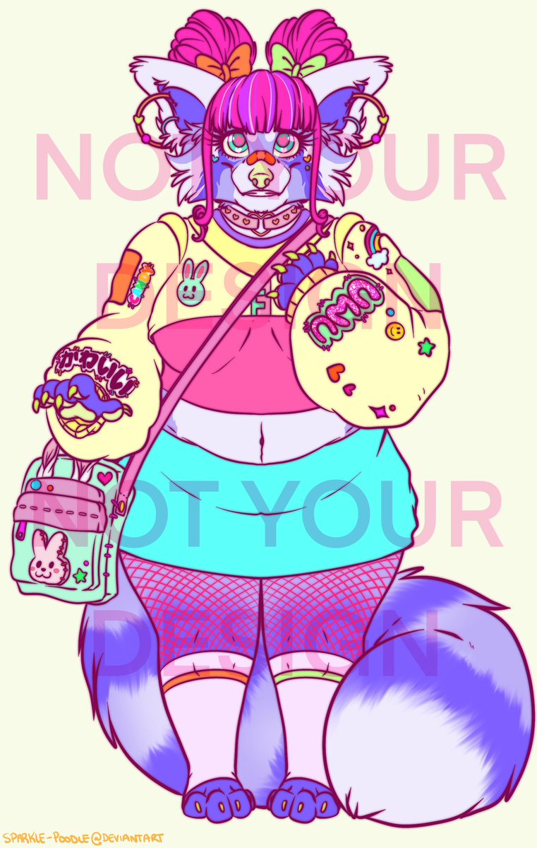 SparklePoodle1's tweet photo. #redpanda adopt I have up for grabs. Based on #harajuku theme. I love how this came out 💜 and she’s $35 for adopting her. She will come with a bust drawing of her too (: #furrycommunity #furryartwork https://t.co/LyDftYsH00
