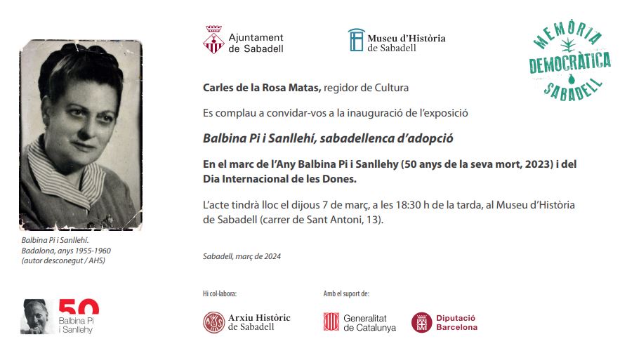 bibrepublica's tweet photo. 🗓️Demà s'inaugura aquesta #exposició 👏💯
#Sabadell #8m #dones #balbinapi #DiaInternacionaldelesDones https://t.co/C3BHOVj3Nk