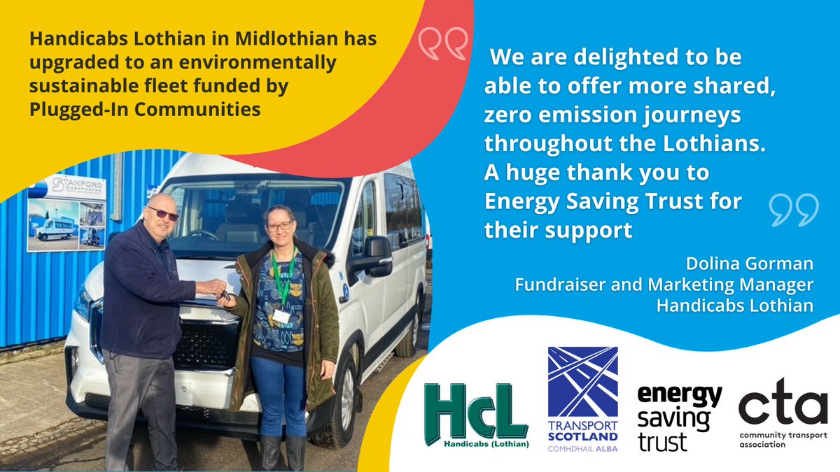 Upgrading to eco-friendly vehicles allows CT orgs to enhance their services and sustainability 🌿 

With Plugged-In Communities' support, @TransportHc has made this leap.  Future funding will enable more CT orgs to make similar strides

@FionaHyslop @transcotland @EnergySvgTrust