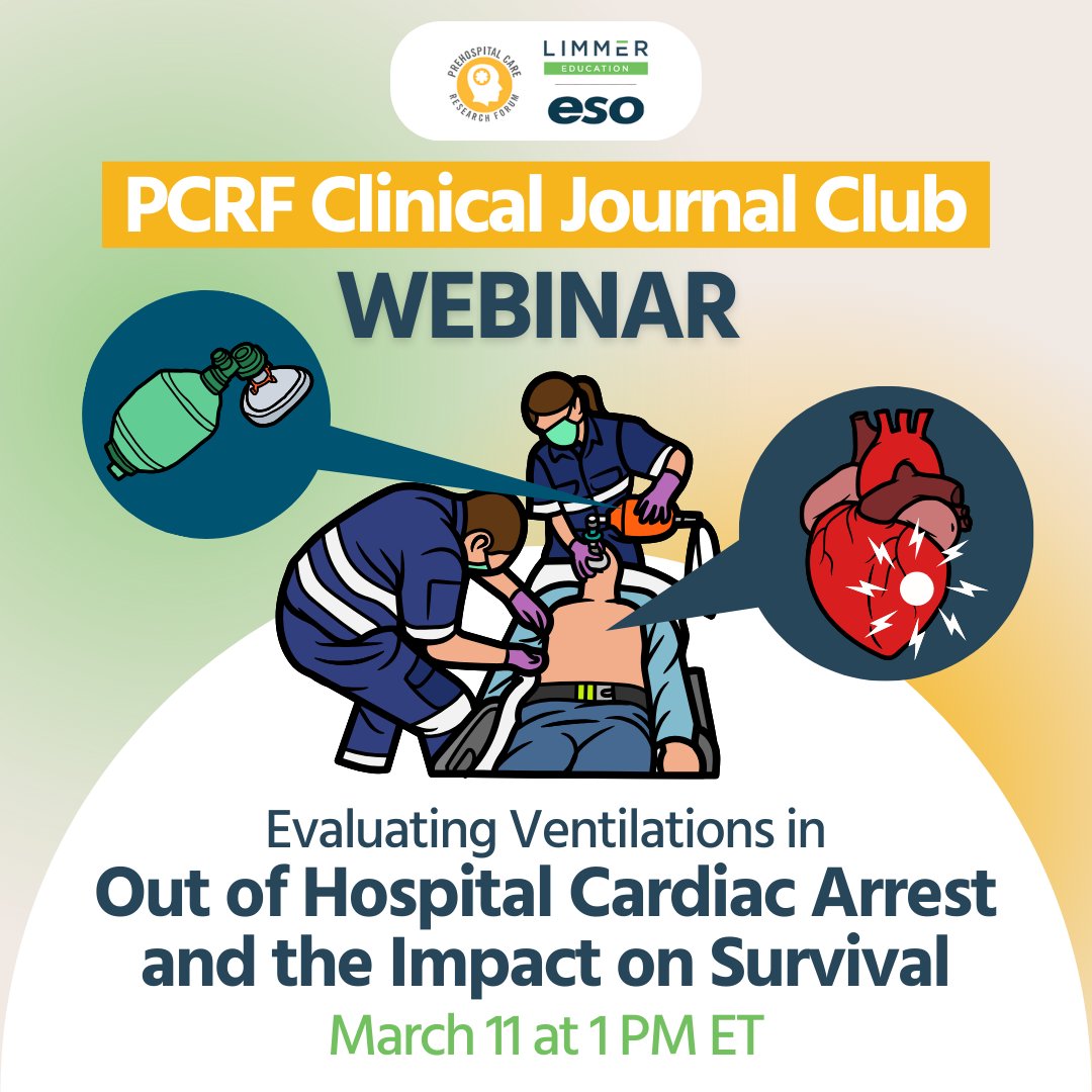 Register Here: bit.ly/PCRFClinical

Join this month’s @pcrfatucla Journal Club to discuss a paper that evaluates the size of BVM used and its impact on cardiac arrest survival. #EMS #FOAMED #FOAMEMS #EMSEducation #Ventilations #CardiacArrest