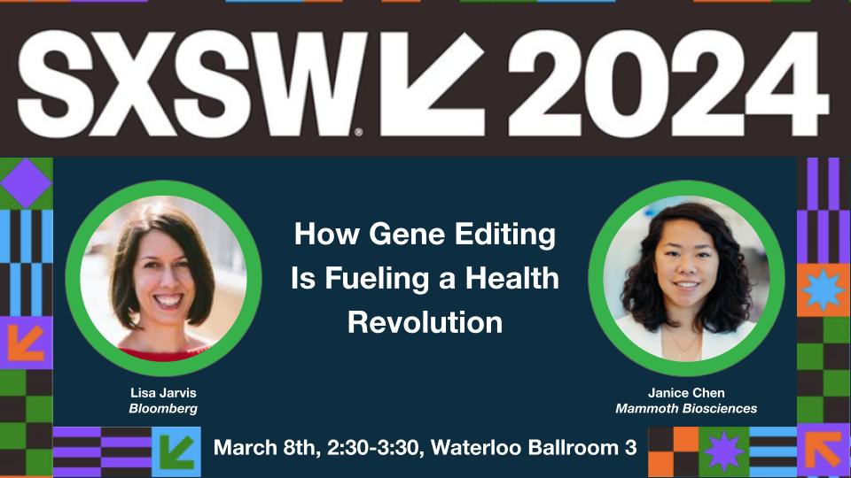 Our Co-Founder @janiceschen is on her way to @sxsw to chat with @lisamjarvis on How Gene Editing Is Fueling A Health Revolution schedule.sxsw.com/2024/events/PP… #crispr