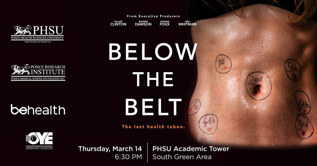 Thanks to @PonceHealthSU , @PonceResearch & @BeHealthPR for supporting the presentation of #BelowtheBelt - #endometriosis docufilm. Bring your beach chair for a special night under the stars in the South Green Lawn of our main campus @EndoWhat @endopr2010 #oye #rompeelsilencio