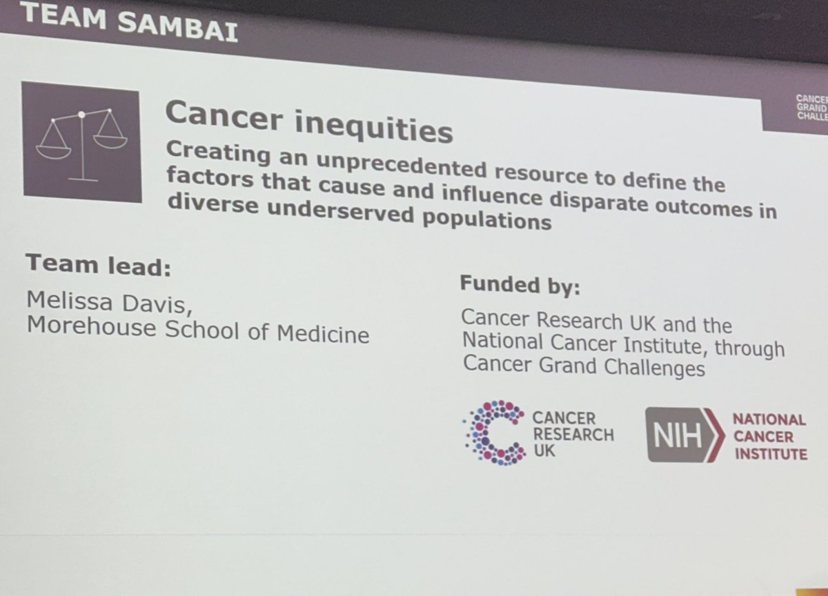 Congrats Team SAMBAI awarded $25m by @CanceGrand to study cancer inequities on a global scale Congrats Team lead Dr. Melissa Davis from @MSMEDU !