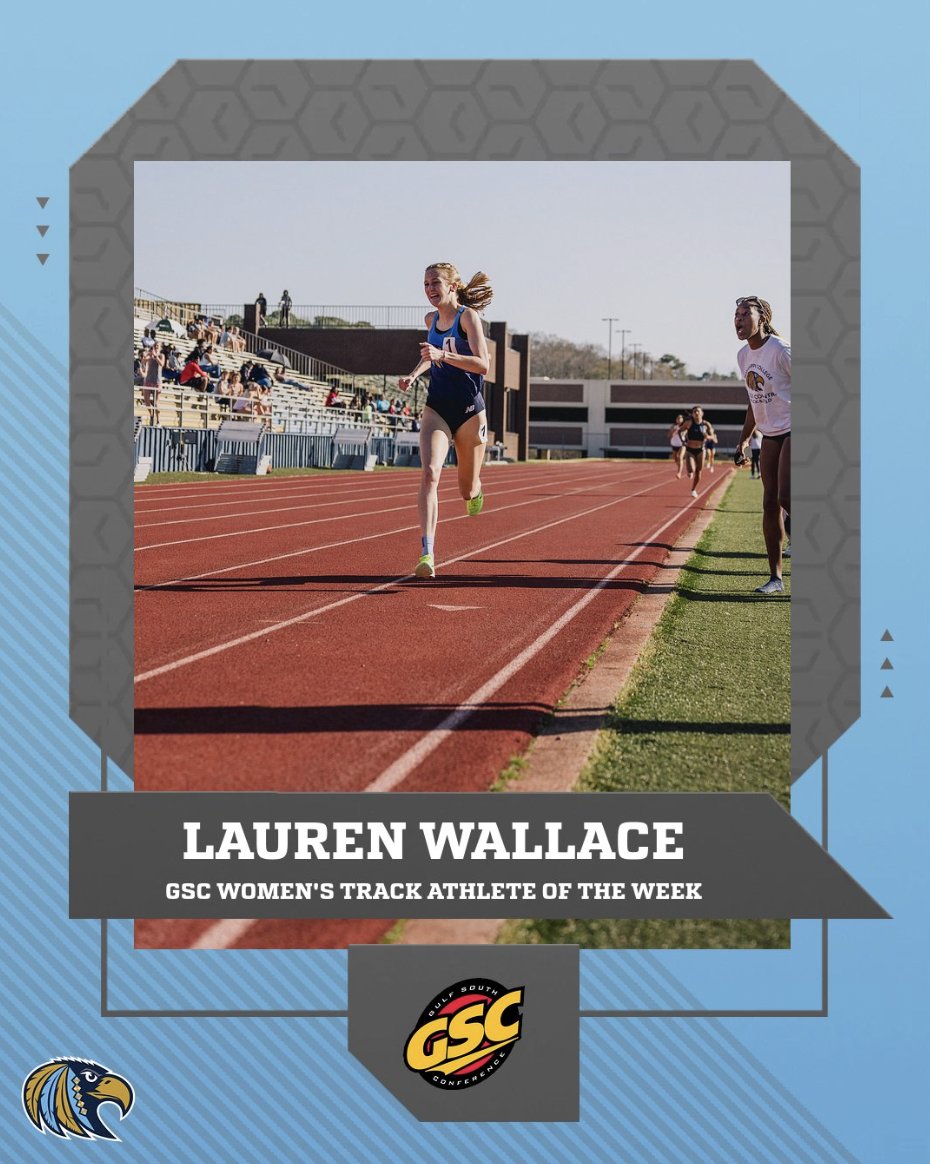 Congratulations to Mississippi College’s Lauren Wallace for receiving the GSC Women’s Track Athlete of the Week!👏

#COTM💨