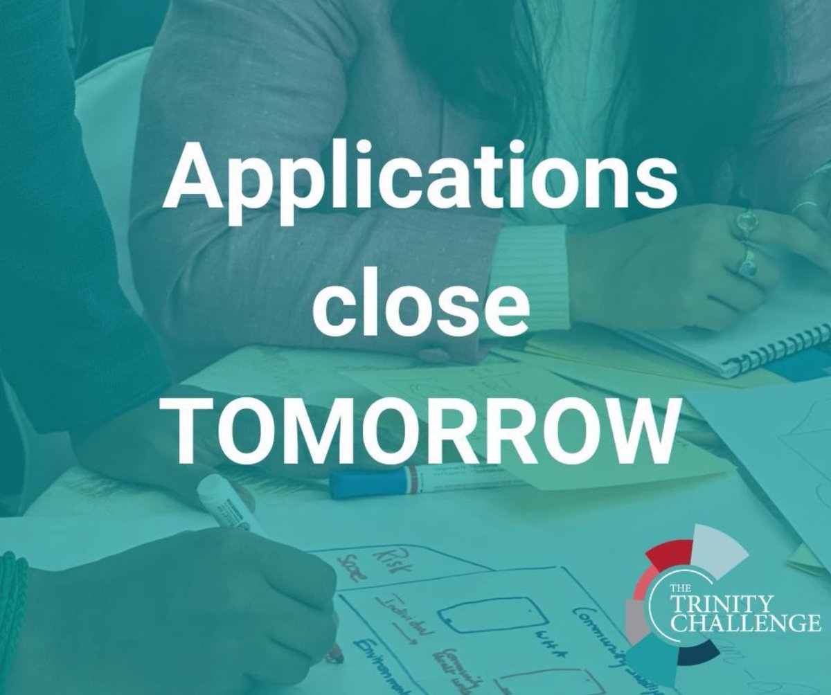1 more sleep until we close applications for The #TrinityChallenge on #AntimicrobialResistance. it’s now or never to push the button. Will your team’s solution win up to £1 million? GOOD LUCK!