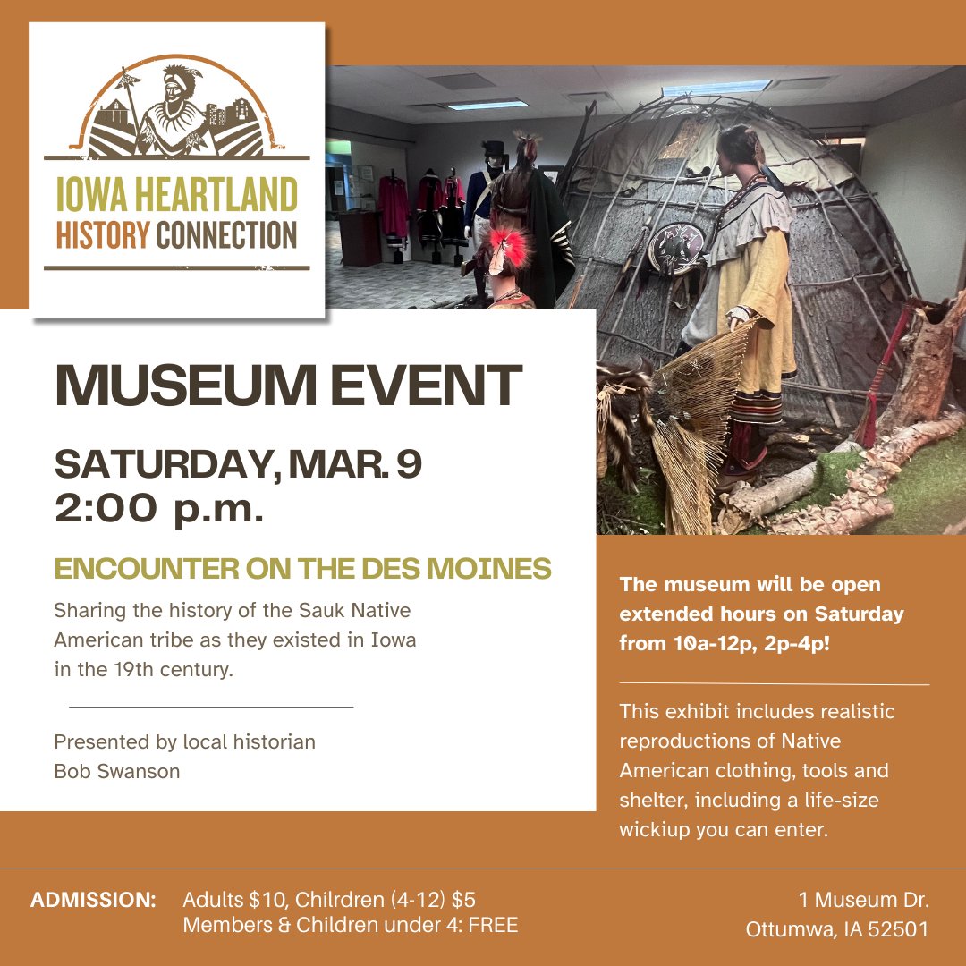 Join us for TWO special events, this Saturday, March 9th!

#iowahistory #localhistory #wapellocounty #musichistory
