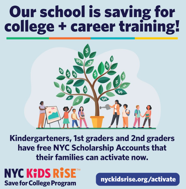 Kindergarten, 1st grade + 2nd grade families: it’s time to get money for your kid’s college + career future through the @nyckidsrise Program! Here’s how: nyckidsrise.org/get-started #NYCScholarshipMonth @nycschools @csd7bx #SaveForCollege #ibelieveind7 #readyfortheworld