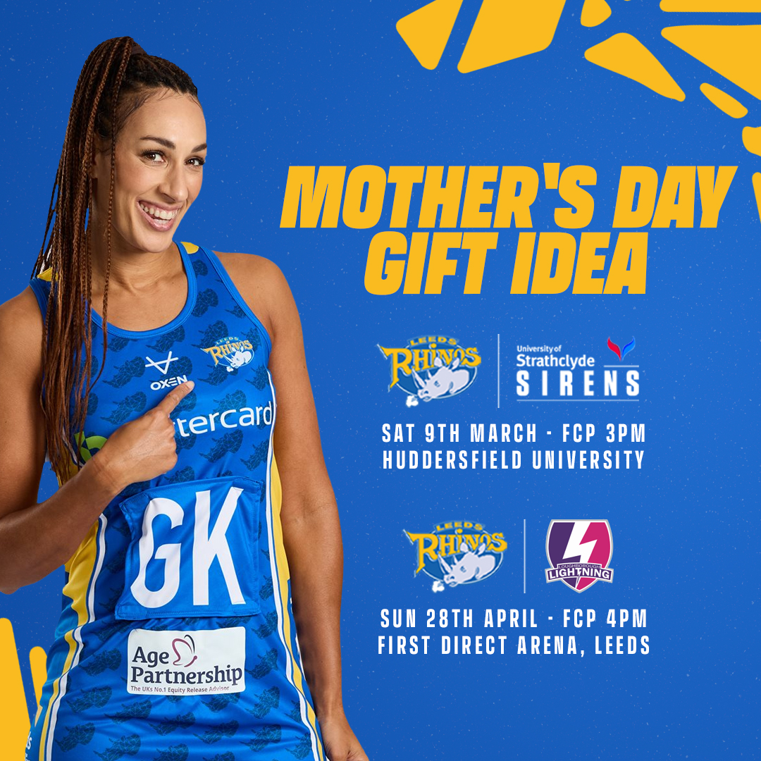 Looking for a last-minute Mother’s Day gift? 💐 How about tickets for our game 🆚 @SirensNetball this Saturday? OR Tickets to The Big One at the @fdarena🆚 @LboroLightning 🎫 Sirens: tinyurl.com/39t26e23 🎫 Lightening: tinyurl.com/bdfhsce5