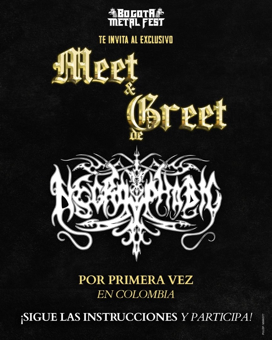 Se acerca el concierto de @necrophobic_666 por primera vez en Colombia y tenemos disponibles 5 pases dobles para el Meet & Greet. Para ganarte uno de ellos te invitamos a ver nuestra última publicación en Instagram instagram.com/p/C4LSH3Rrkm2/ y seguir todos los pasos.