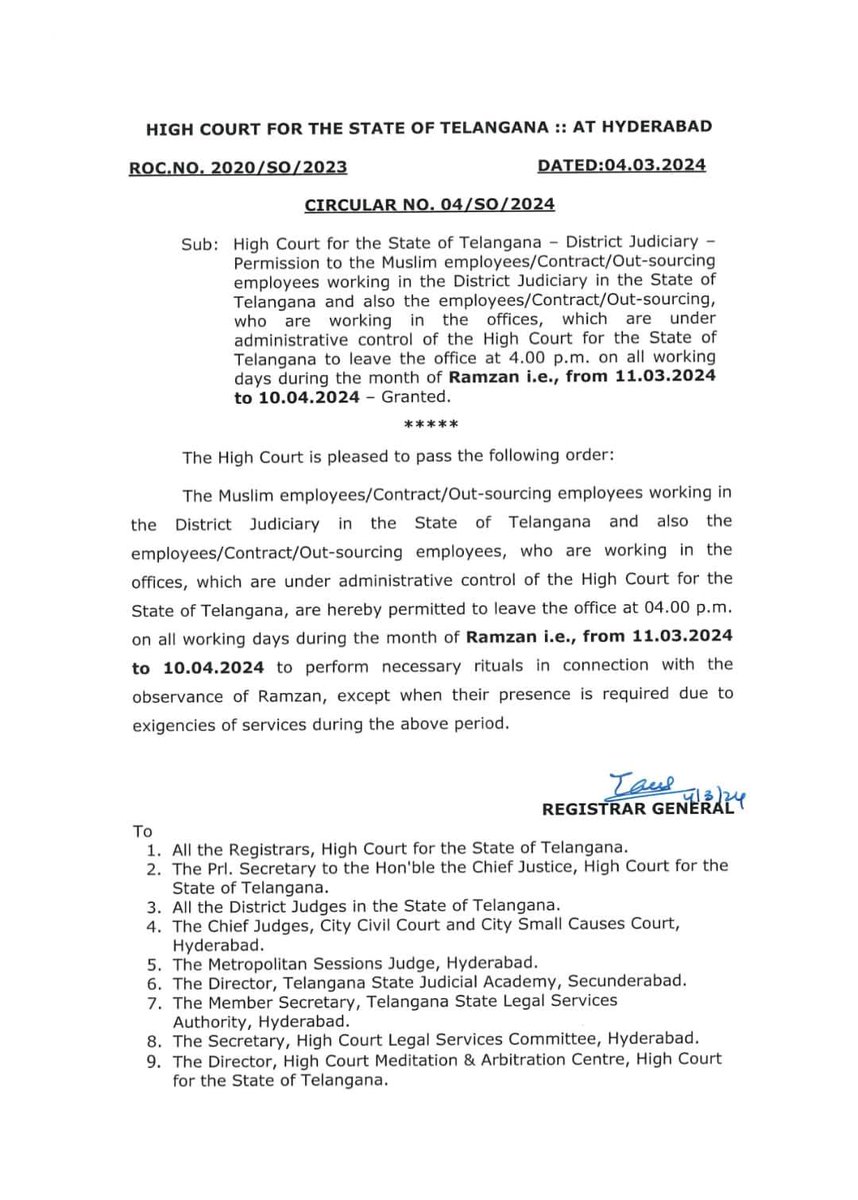 IHRCtoUK's tweet photo. Officially allotted to all #Department #TSEMPLOYEES #Gov #Contract #Outsourcing #Temporary are informed to hold #duties #Till4pm
As #HighCourtStateOfTelangana
Issued #order for Holy #MonthofRamzan @revanth_anumula
@TelanganaCMO @TelanganaCS @TelanganaDGP @WCDTelangana https://t.co/bBxXU1icIf