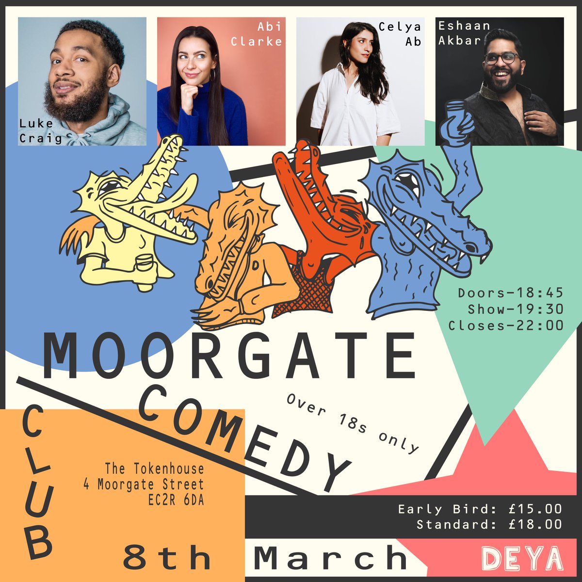 🧐 £5 tickets for Fri 8 March Moorgate Comedy @The_Tokenhouse We recommend you move quickly as this is a flash sale for today only and space is limited @eshaanakbar @abiclarkecomedy @AbCelya @Lukekingcraig designmynight.com/london/pubs/ci…