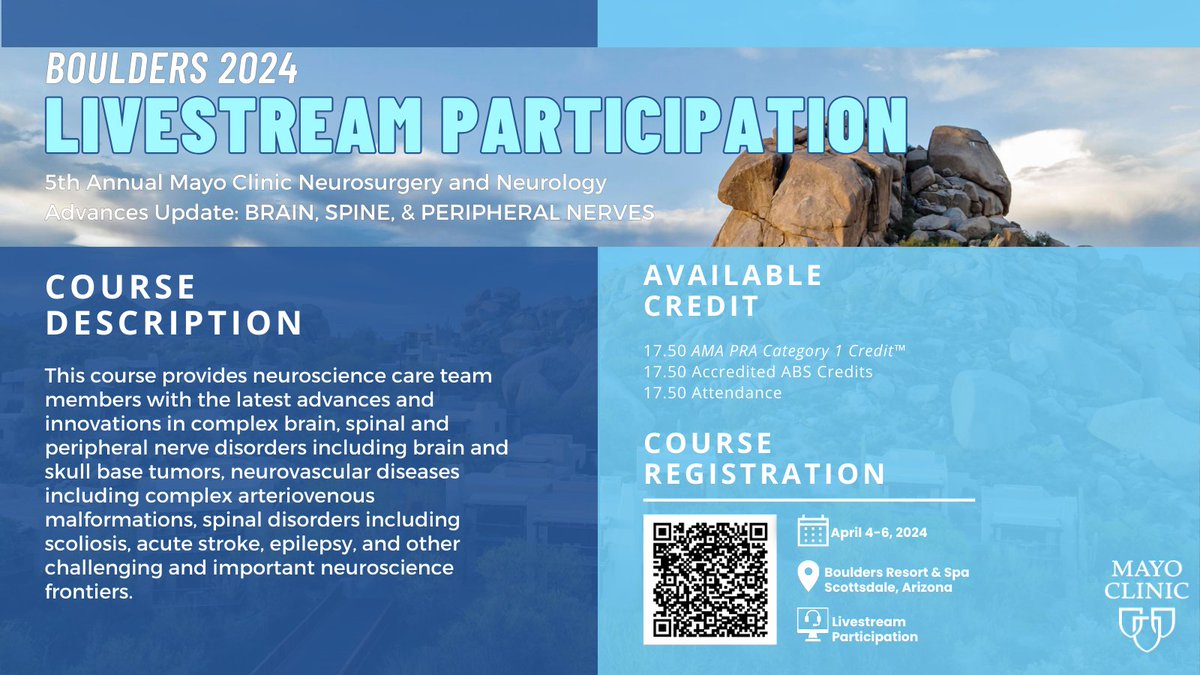 We will be livestreaming our conference for those unable to attend in person!

Register today: ce.mayo.edu/ns2024