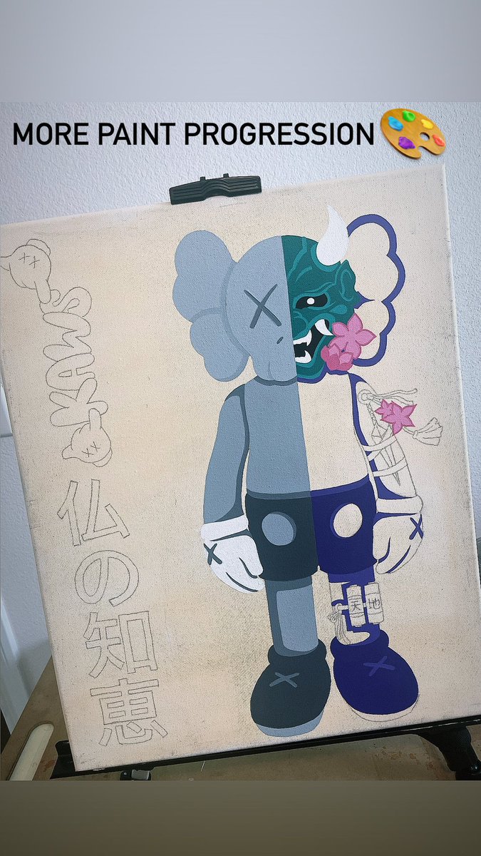 JeiSensei_'s tweet photo. #Repost // 📍NEW PROJECT ALERT📍

if you know me well, im obsessed with @Kaws &amp; the Asian Culture . Constantly inspired by both . So I decided to combine them.
#HannyaMask #WisdomOfBuddha #WardOffEvil 🎨

16in x 20in Canvas ; FOR SALE once completed📍preorder or wait till done. https://t.co/kBie10HoLu