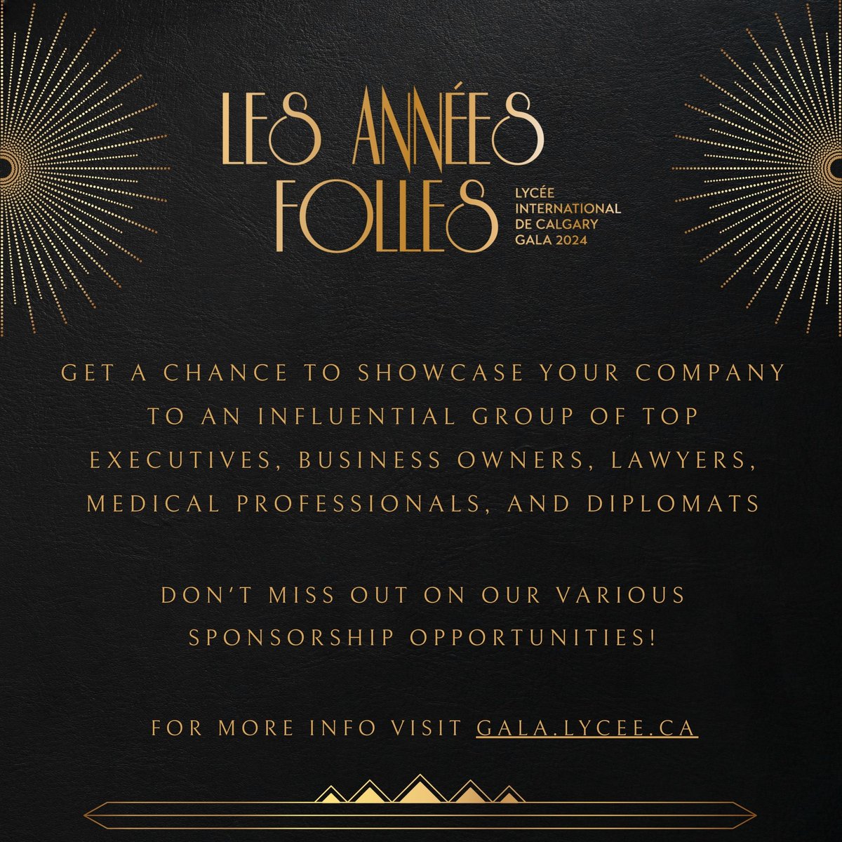 LyceeCalgary's tweet image. 🌟 Become a Gala Sponsor and Enjoy Exclusive Brand Visibility! 🌟 Visit gala.lycee.ca for more details