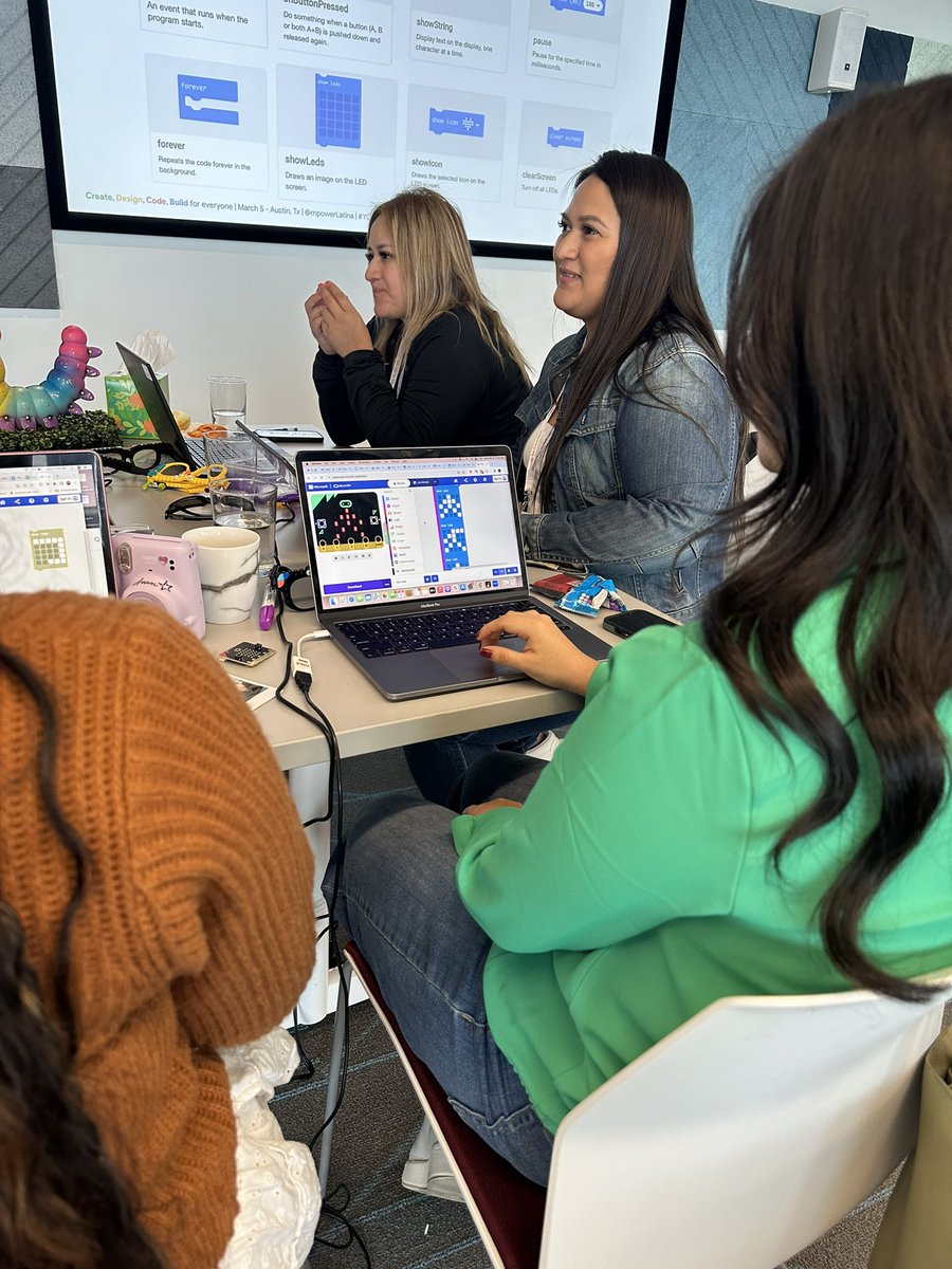 iJanetteCamacho's tweet photo. Thrilled to witness the magic of so many amazing girls diving into coding today! Thank you #YCLL24 @mpowerLatina, and @mimg1225 for such a wonderful day. ✨ Create, Design, Code, Build together! #YCLL24 @mpowerLatina #microbits #girlsthatcode https://t.co/3EcdLu5htn