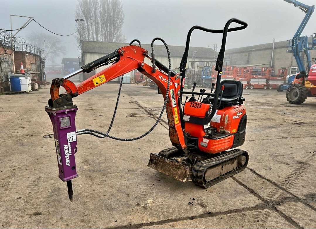 One of our little 1 Ton Excavators with a Breaker Attachment fitted. Ideal for back gardens or tight sites.