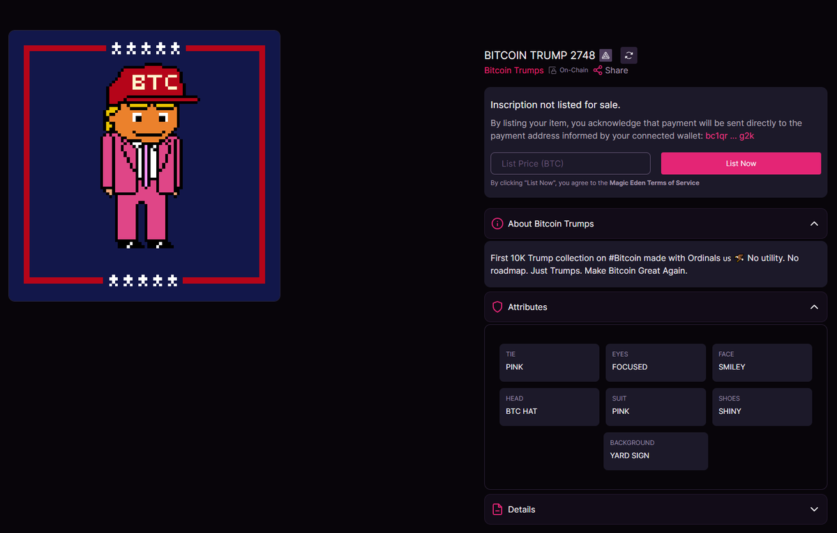 rocksflip's tweet photo. @BTCTrumps I like mine a lot, pink suit top with BTC hat and the backgroud 🔥 https://t.co/HeNDMSRbXZ
