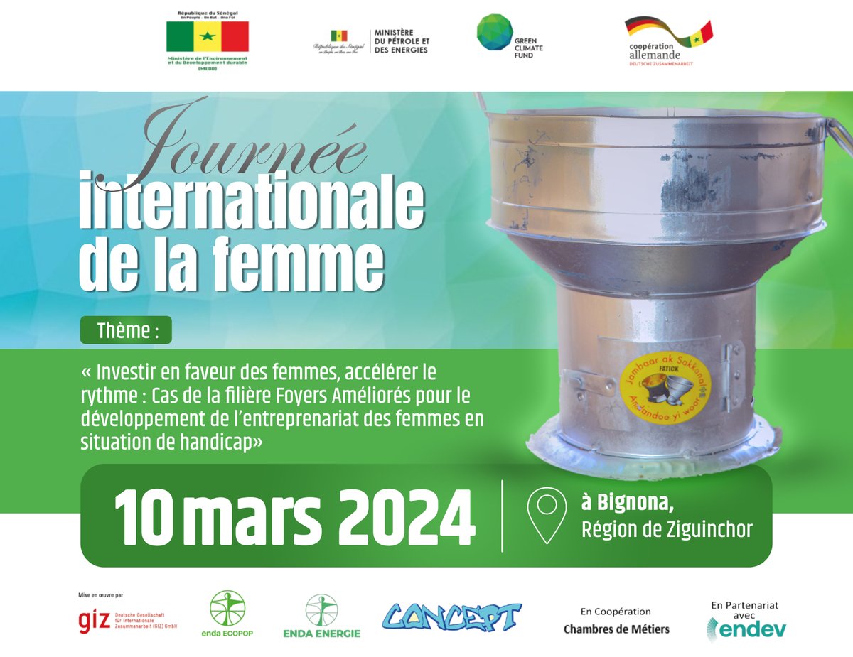 RfaEnergie's tweet photo. #RFA #MoisDeLaFemme #CuisinePropre #JambarsDuClimat 
Préparez-vous à célébrer la Journée Internationale de la Femme 2024 d'une manière inoubliable à Bignona, dans la magnifique région de Ziguinchor. https://t.co/HV6H9k2g5K
