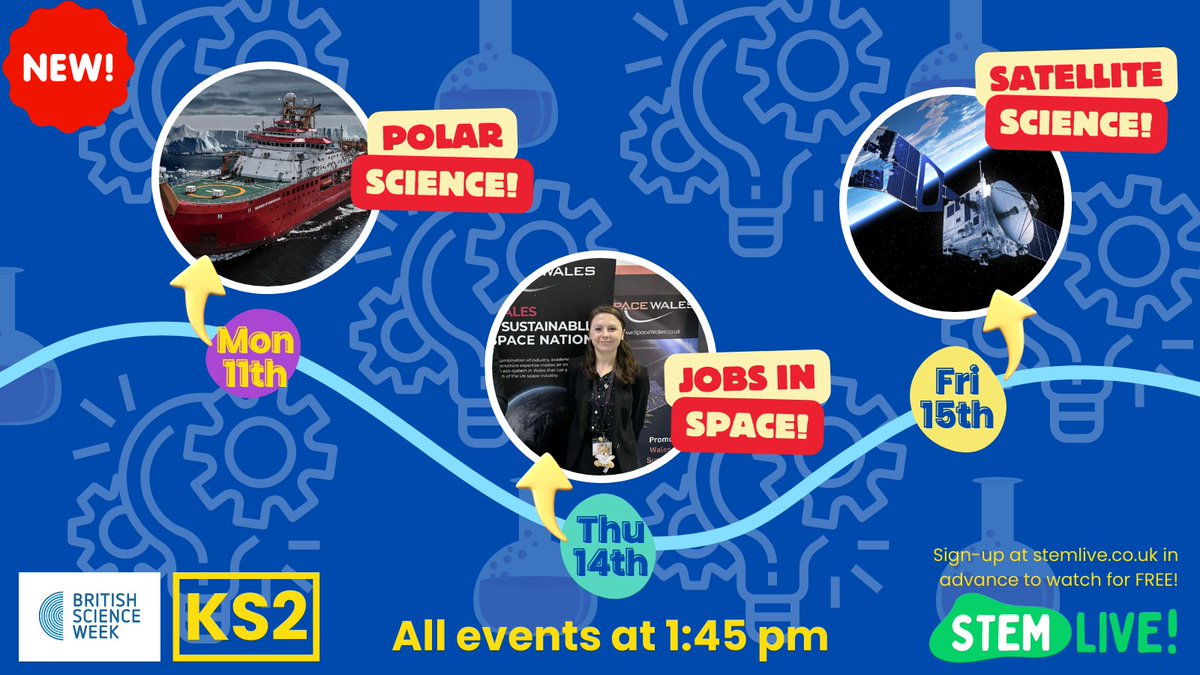 Don't forget to join us next week for @ScienceWeekUK🚀 LIVE Q&A's with polar scientists @BAS_News, Zoe - mission manager from @SpireGlobal, & @rosieccane from #SpaceWales, an expert in space industry careers. Sign up for free: stemlive.co.uk #BSW2024 @CoolWirral