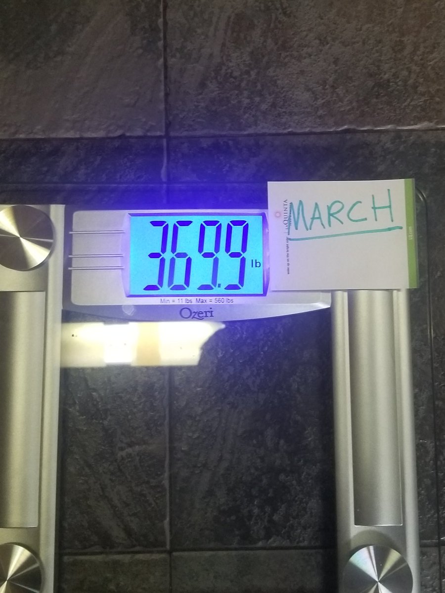 Officially under 370 for the 1st time in idk atleast 6 years lol... started in November. 4 months.. an average loss of about 10lbs a month all with No Surgery. No Pills. No Shots. Just hard work.