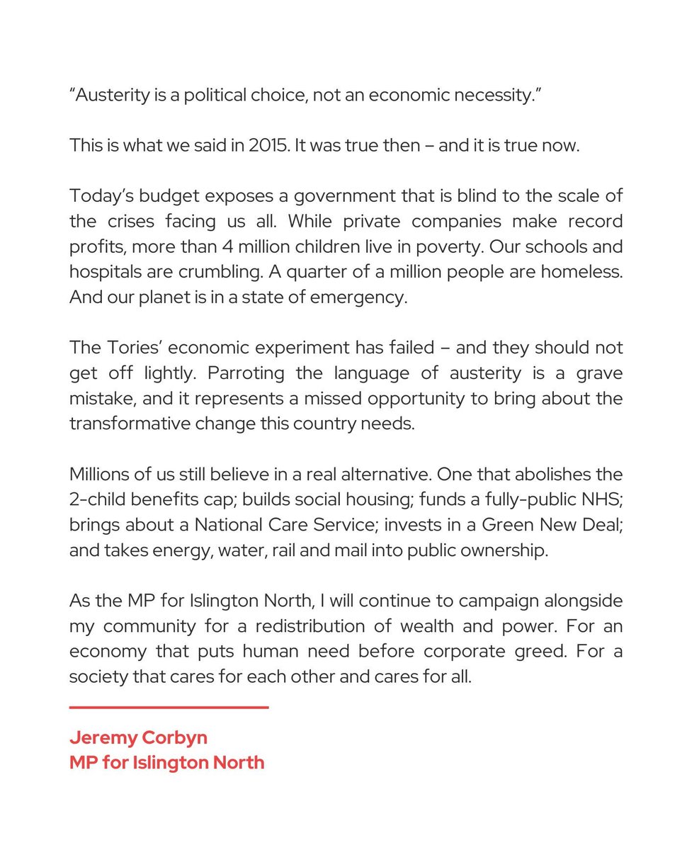 Austerity is a political choice, not an economic necessity. My response to today's budget.
