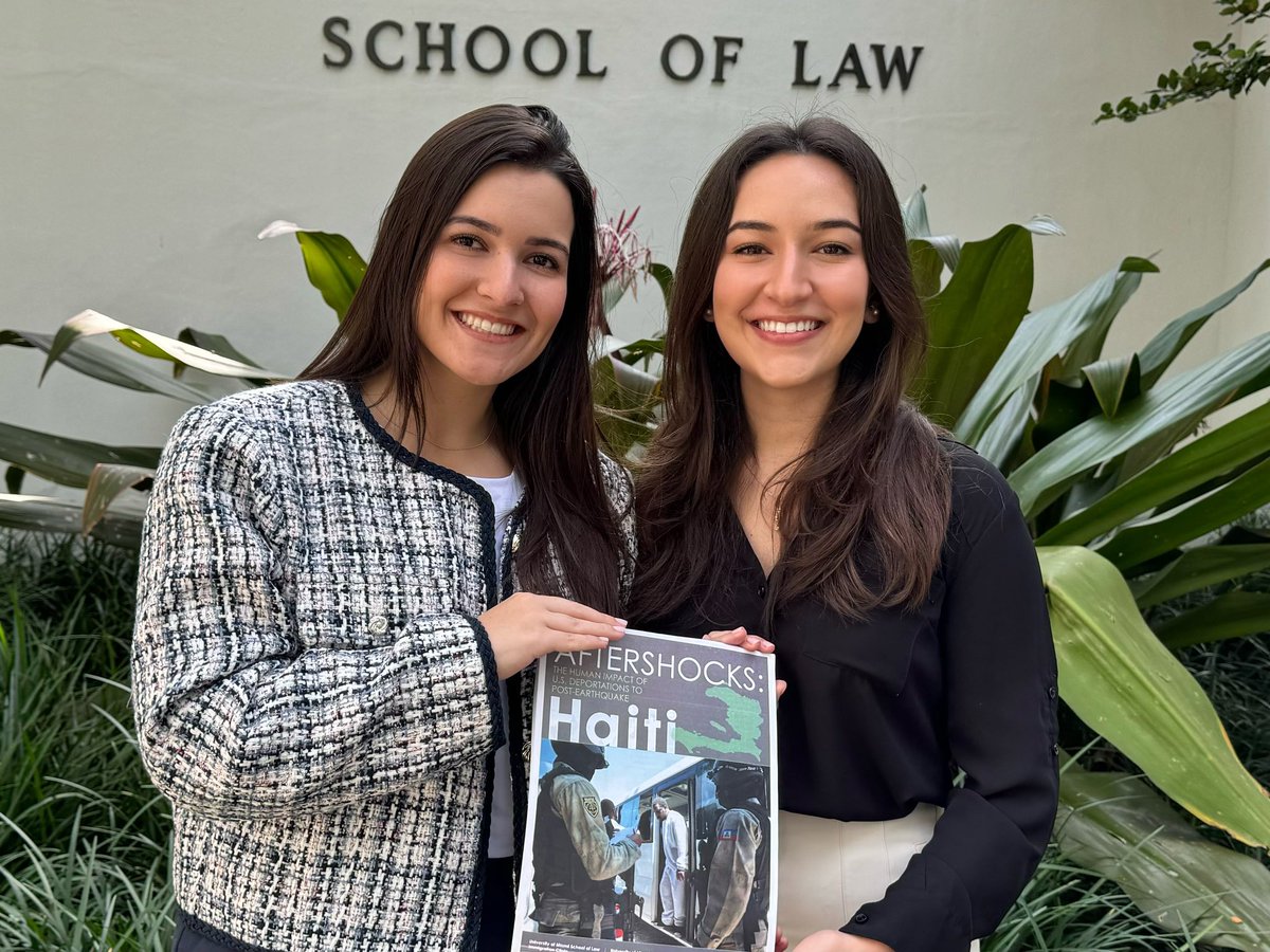UMLawIC's tweet photo. After over a decade, Immigration Clinic students Alexandra Buroz Morales and Diana Alonso triumph in bringing back a wrongfully deported client from Haiti to the U.S.. Read the full story at the link below:
https://t.co/I4uZdIl9rG https://t.co/8MGZLCK7K2