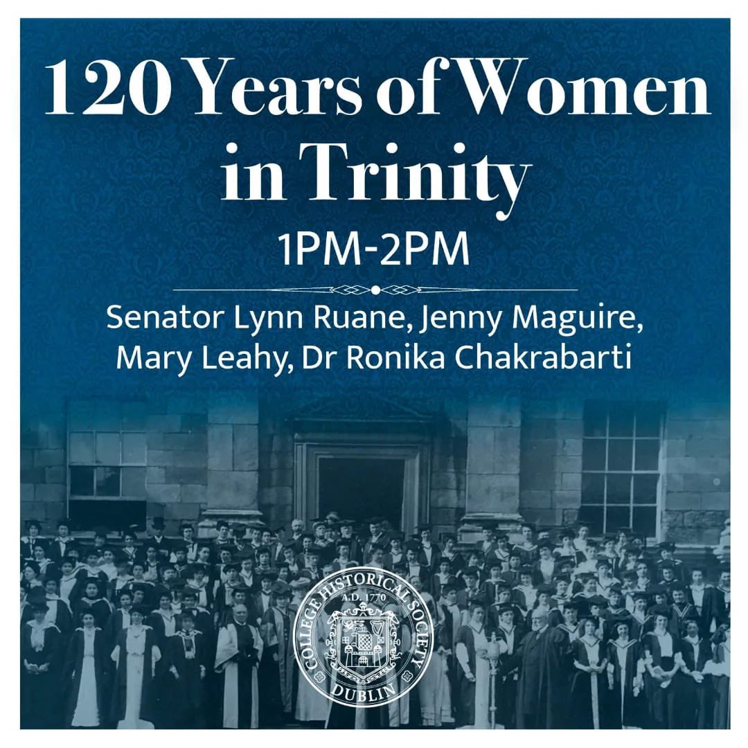 Join the Hist, <a href="/trinwomgrad/">Trinity Women Grads</a> and <a href="/tcddublin/">Trinity College Dublin</a> this International Women’s Day to celebrate the 120th anniversary of women being admitted to Trinity!

Location: Chamber, Graduates Memorial Building

Open to everyone 💙 More details about both panels below!