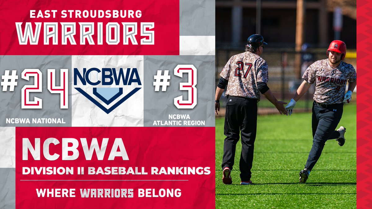 ESUWarriors's tweet photo. #⃣2⃣4⃣

@ESU_Baseball returns to the @NCBWA Division II Top 25!

The Warriors (7-3) are riding a four-game win streak and travel to Lock Haven on Friday for the PSAC East opener!

📰: https://t.co/8c2kMyuN2n

#WhereWarriorsBelong https://t.co/9dyRxlqBO9