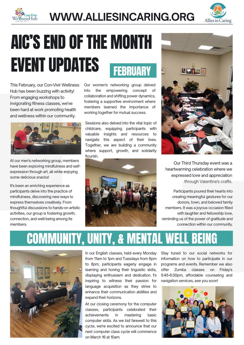 Our Con-Vivir Wellness Hub has been buzzing with energy! From captivating workshops to invigorating fitness classes, we're promoting mental health and well-being. Every smile shared is a step forward. Let's prioritize self-care and growth together! 💖

buff.ly/3sZYD9j