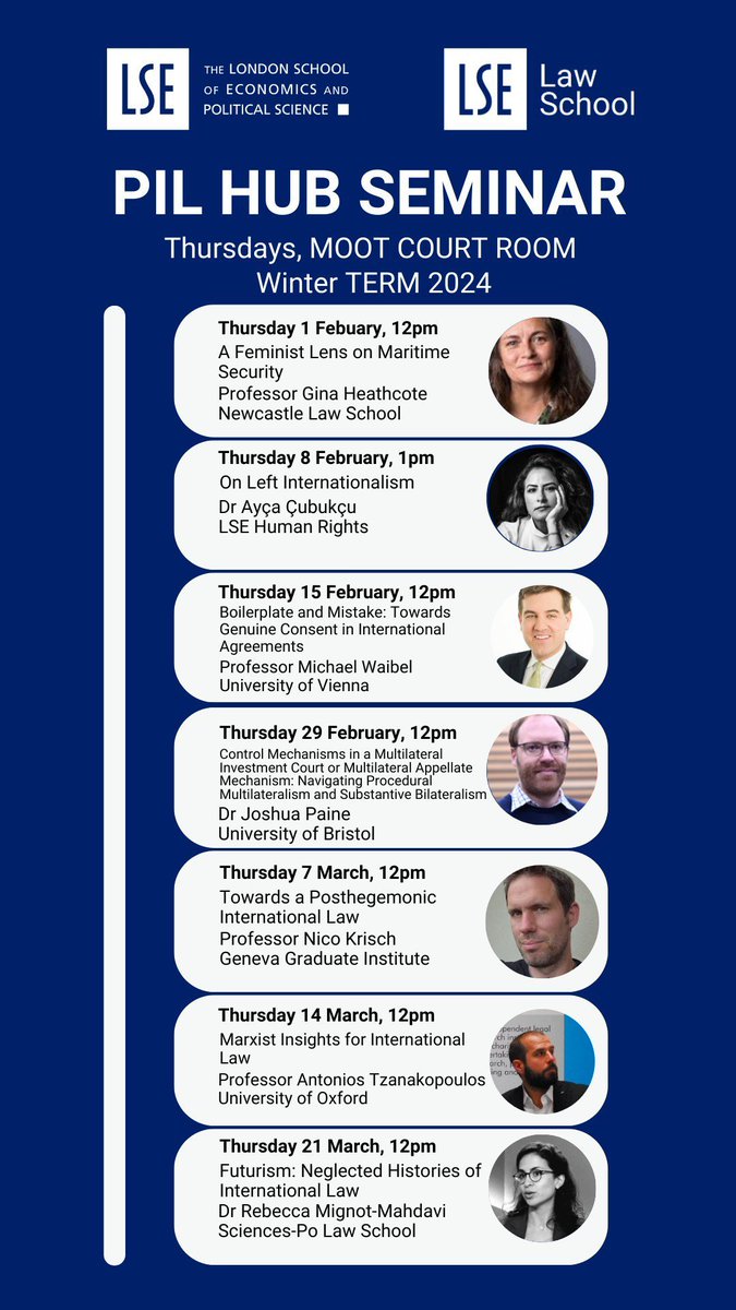 Excited to speak tomorrow, Thursday, in the PIL Hub Seminar @LSELaw on 'Posthegemonic International Law'. Especially happy to return to where I began to teach years ago!