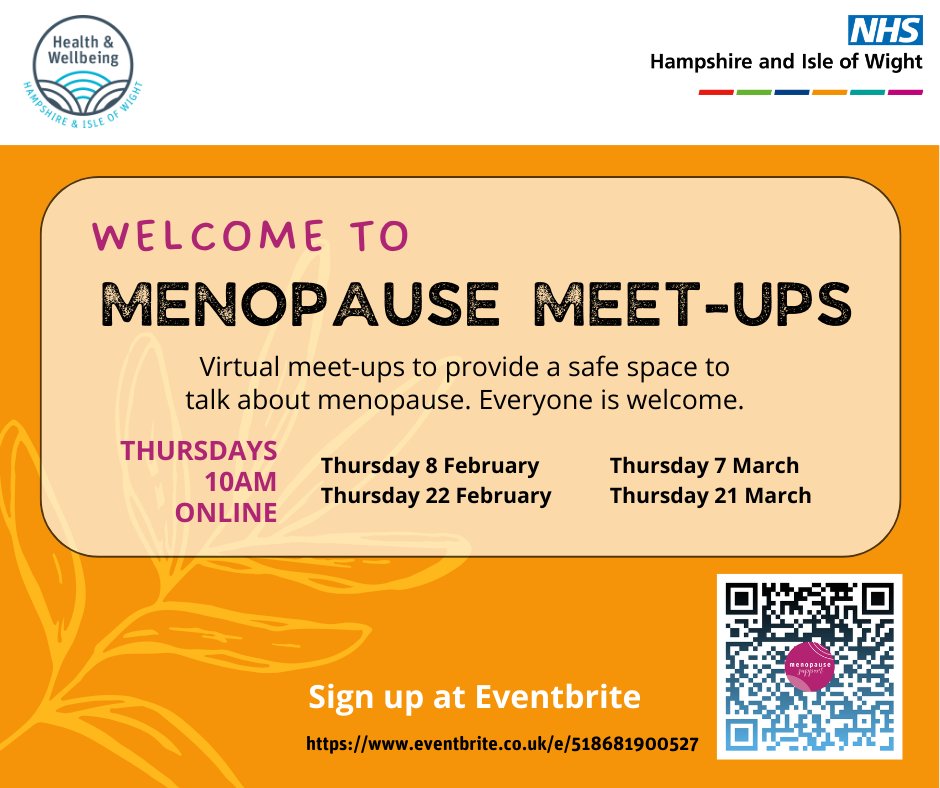 Our next Menopause Meet-ups is tomorrow, 7 March at 10am. Virtual meet-up providing a safe space to talk about menopause. These are for everyone, whether you are experiencing the menopause yourself or supporting someone who is, because menopause matters eventbrite.co.uk/e/menopause-me…