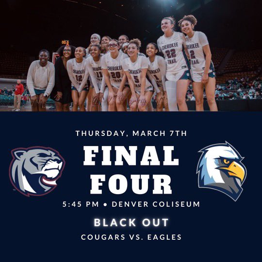 CTLadyCougars's tweet image. FINAL 4 game tomorrow!! Theme is black out. Show up and support your Lady Cougars!