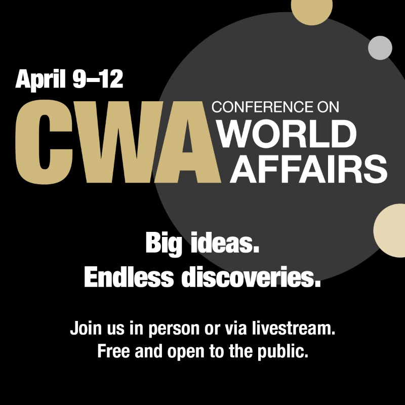 CUBoulder's tweet photo. From AI to global equity, explore topics that matter most to you at CWA. Free and open to all April 9–12. Register now!