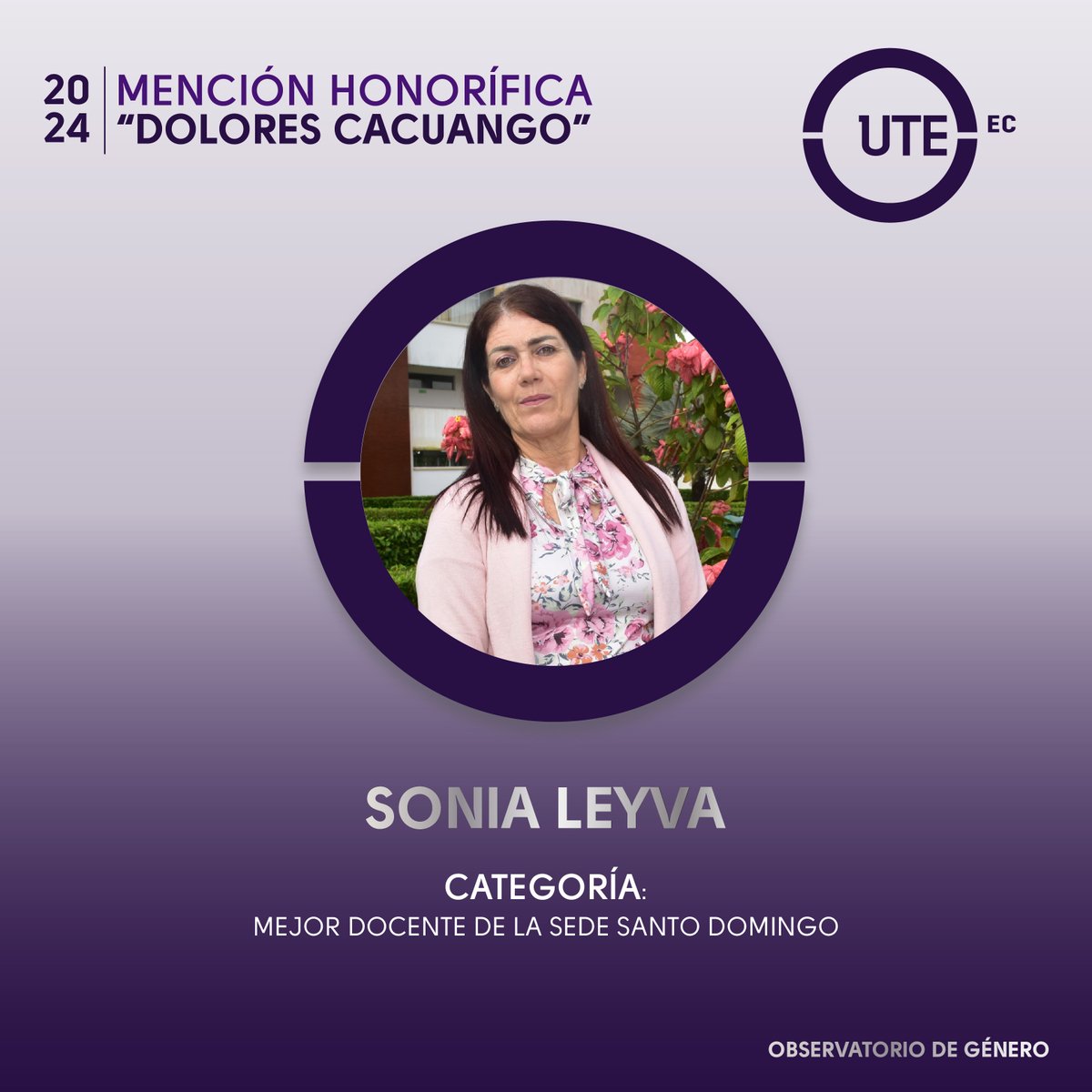 #UTEinformaI Entrega de la Mención Honorífica Dolores Cacuango UTE 2024.
✅Mejores docentes UTE:
✔️Quito: Valeria Orbe y Myreya Cisneros.
✔️Santo Domingo: Sonia Leyva.
🗓️7 de marzo
📍Teatro UTE
📌 En vivo: bitly.ws/3eCZe