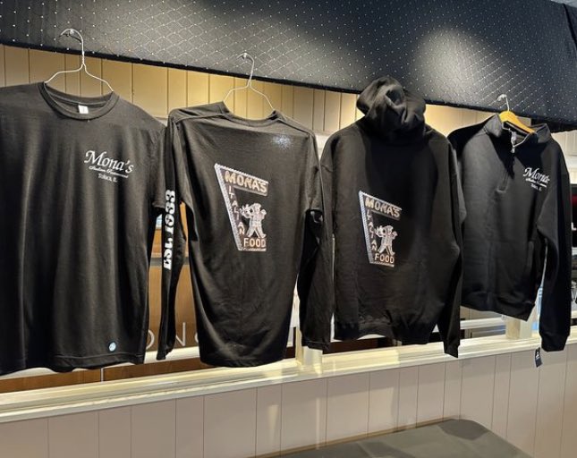 Mona's apparel Line available Today! 

Most all sizes in stock! Can not make it in, we will ship it to you. 
Please call or text Lucas Bernardi with any questions or to place your order at 815-674-7466.