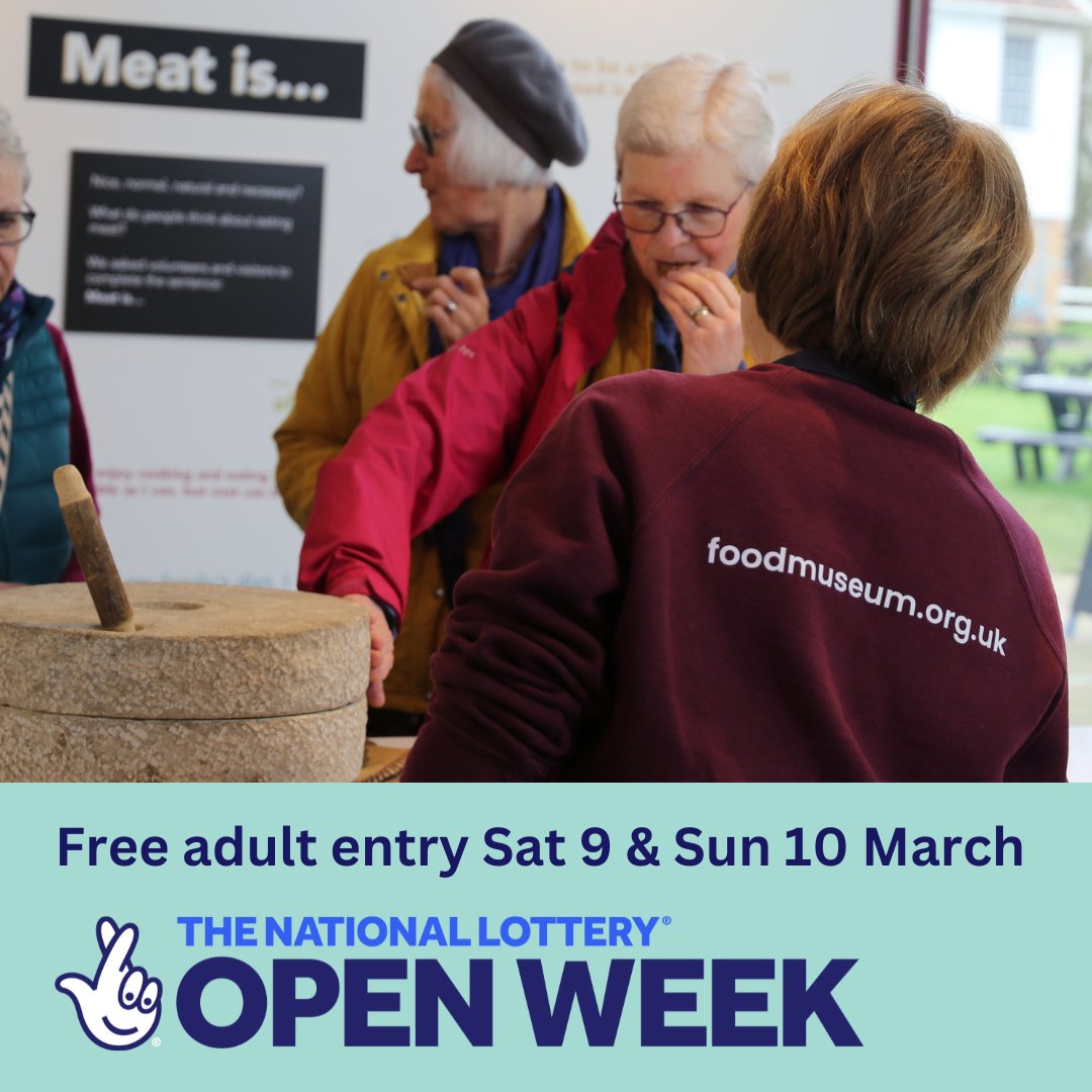 Enjoy free adult entry to the museum on Sat 9 and Sun 10 March with a National Lottery ticket or scratchcard! 🥳

We're taking part in The National Lottery's Open Week to say say #ThanksToYou for the money raised for Good Causes every week by players:

foodmuseum.org.uk/free-adult-ent…