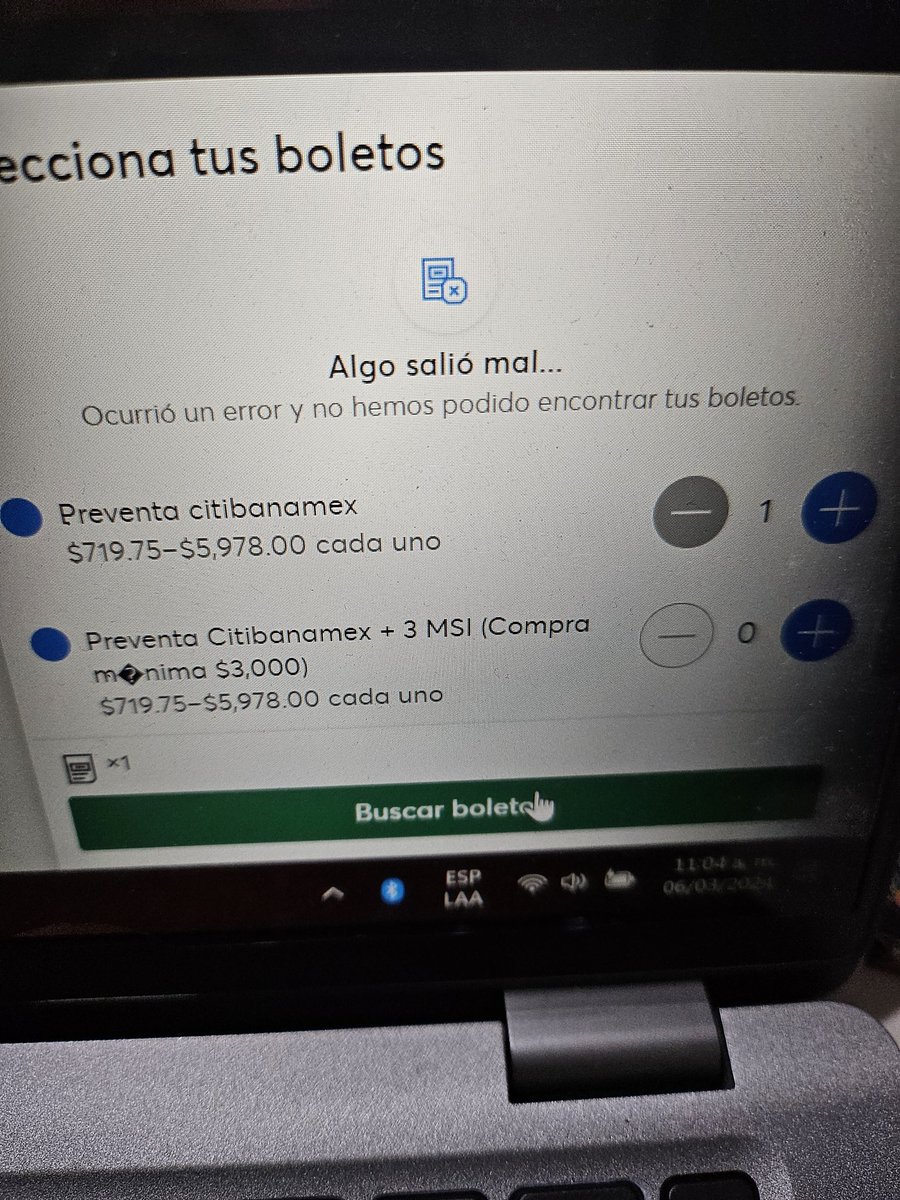 Lexi_gs's tweet photo. Para que la preventa si no nos dejan comprar boletos? Entre al minuto 2 de iniciada la venta  y nada @Ticketmaster_Me que pasa? https://t.co/wqJ2KHaA6d