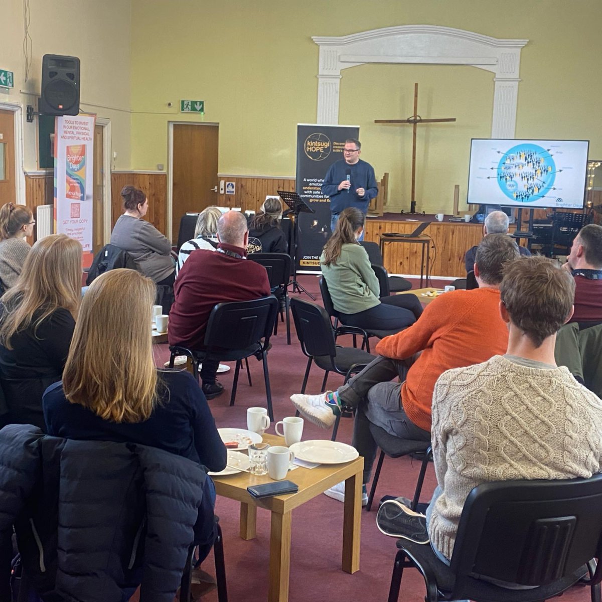 Great to gather 30 charity and church leaders for our first Noise 365 networking breakfast yesterday morning to hear from @PatrickReganKH on vision and values of @KintsugiHope & Brighter days.