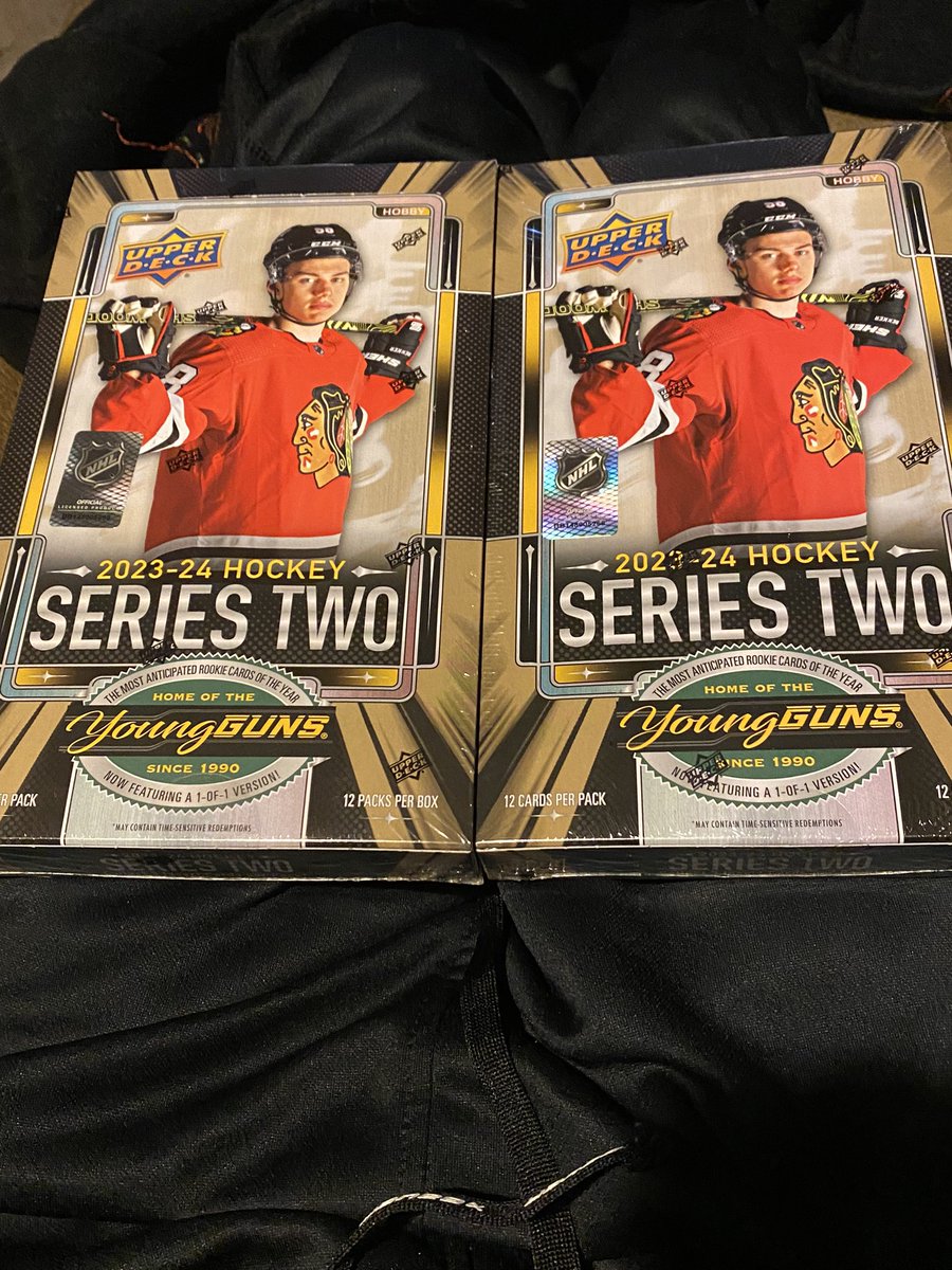 BradCards17's tweet image. Bought 2 hobby and 3 blaster of 2023-24 Series 2. Bedard/Carlsson YG checklist out of the blasters. 

🔥🔥🔥🔥🔥

Bedard Young Guns and Young Guns Outburst out of the same hobby box!! Still have one box left to rip! #YoungGuns #Outburst #Bedard #UpperDeckSeries2