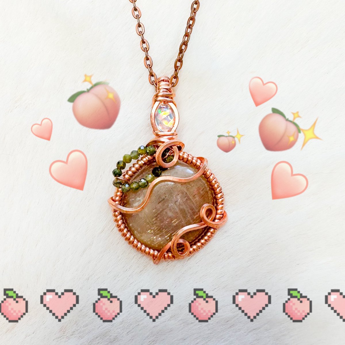 mildhippie's tweet photo. sunstone peach necklace 🍑✨ https://t.co/5mNYkzeRwo