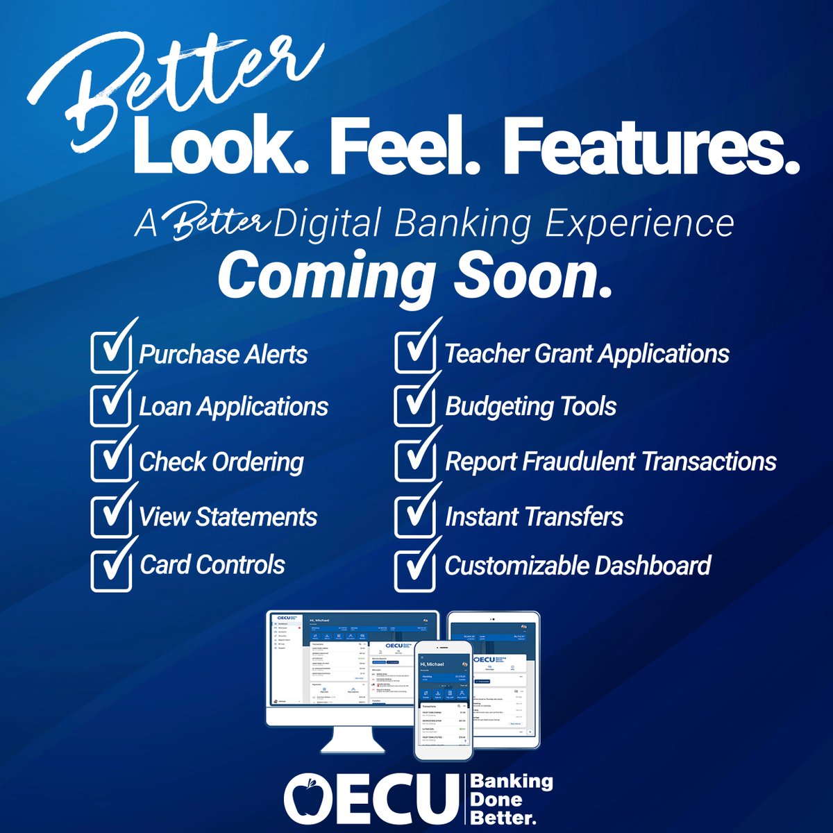 Your online banking is about to get BETTER!
#OECU #bankingdonebetter #BankingSolutions #OnlineBanking #DigitalFinance