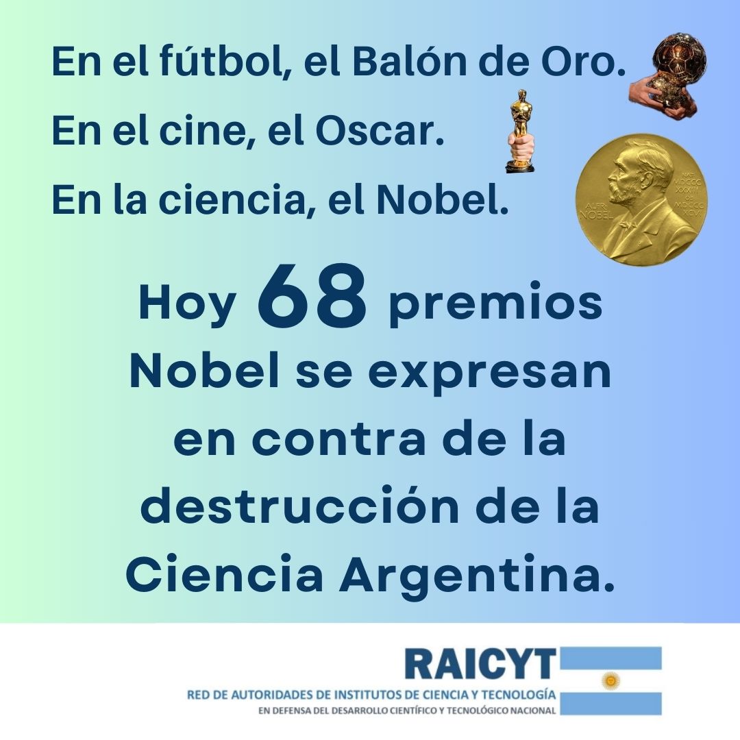 IMPACTANTE CARTA DE 68 PREMIOS NOBEL EN DEFENSA DE LA CIENCIA ARGENTINA #AbrazoNobelCienciaArgentina #AbrazoMundialCienciaArgentina #CienciaEsFuturo #CienciaEsOrgullo #HayEquipo @RAICYT_Ar @DanielSalamone @CONICETDialoga @alecosentino @JefaturaAR drive.google.com/drive/folders/…