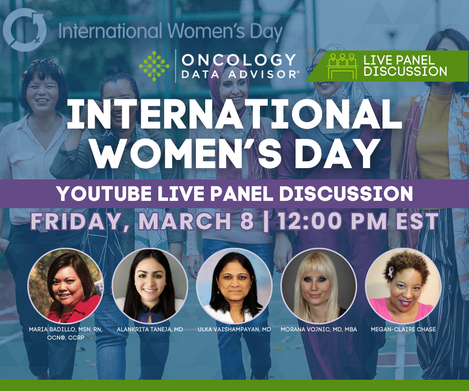 Oncology Data Advisor (@oncdata) on Twitter photo Friday is #InternationalWomensDay! Join us live on YouTube at 12 pm ET for a discussion with <a href="/jaymbsanycgmai1/">Maria Badillo, MSN RN OCN CCRP</a>, <a href="/TanejaMD/">Alankrita Taneja, MD</a>, <a href="/warriormegsie/">Megsie</a>, <a href="/Moranaaa/">Morana Vojnic, MD, MBA</a>, and <a href="/DrVaishampayan/">Ulka Vaishampayan</a> to hear their perspectives on the day!
Watch the panel here on Friday: youtube.com/live/99_7sJS6F…
<a href="/womensday/">Women's Day</a> Friday is #InternationalWomensDay! Join us live on YouTube at 12 pm ET for a discussion with <a href="/jaymbsanycgmai1/">Maria Badillo, MSN RN OCN CCRP</a>, <a href="/TanejaMD/">Alankrita Taneja, MD</a>, <a href="/warriormegsie/">Megsie</a>, <a href="/Moranaaa/">Morana Vojnic, MD, MBA</a>, and <a href="/DrVaishampayan/">Ulka Vaishampayan</a> to hear their perspectives on the day!
Watch the panel here on Friday: youtube.com/live/99_7sJS6F…
<a href="/womensday/">Women's Day</a>